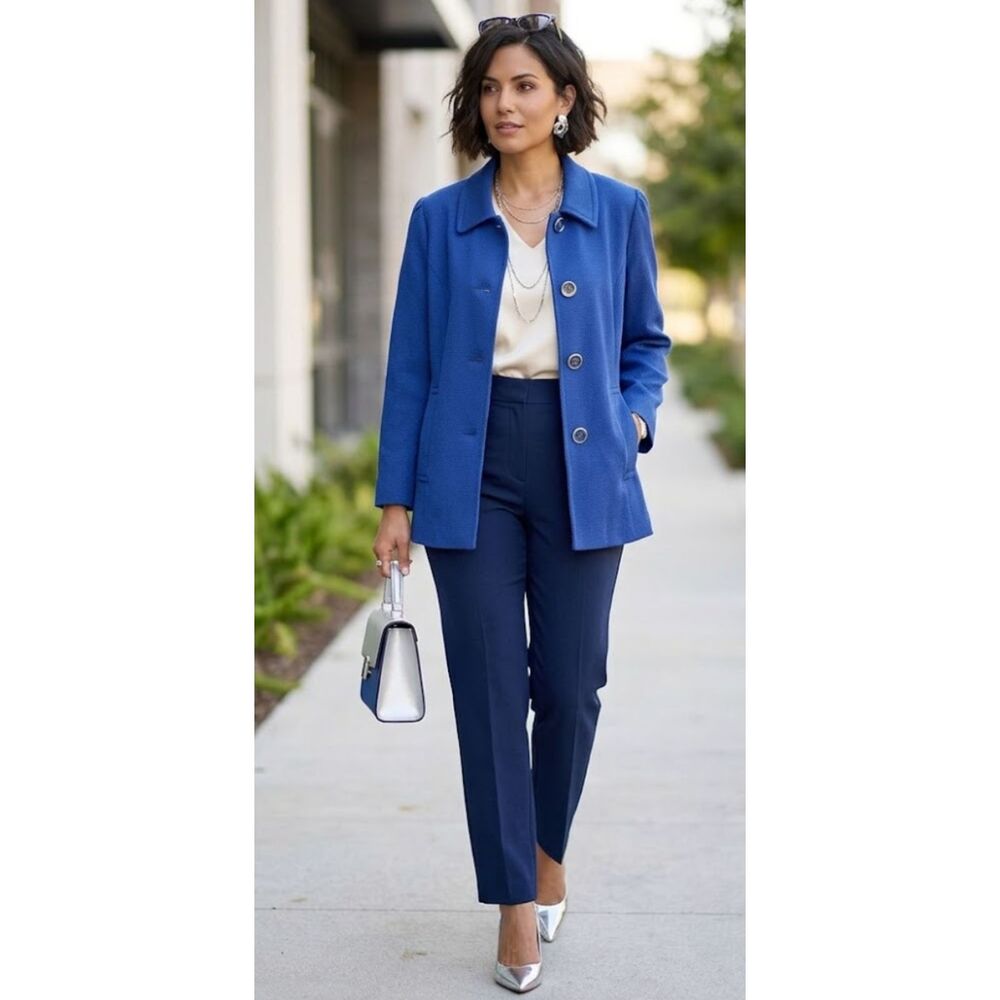 New Dialogue QVC Textured Button Blazer Jacket Women's Size Large